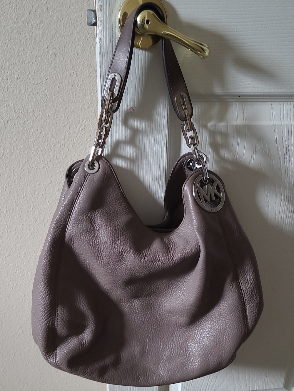 Michael Kors Fulton Pebbled Leather Hobo with MK Charm